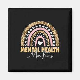 Mental Health Matters Leopard Boho Rainbow Awarene Magnet