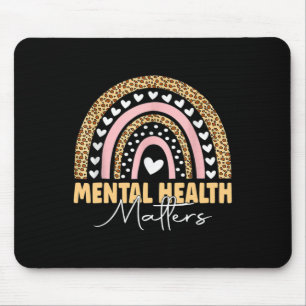 Mental Health Matters Leopard Boho Rainbow Awarene Mouse Pad
