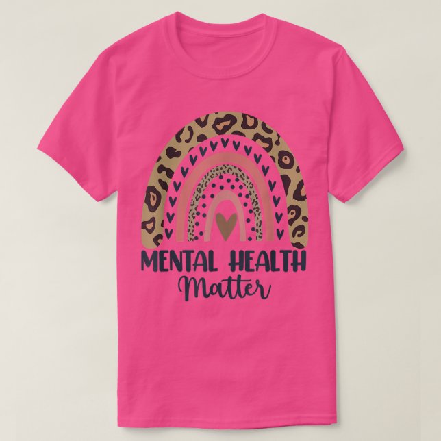 Mental Health Matters Leopard Print Boho Rainbow A T-Shirt (Design Front)