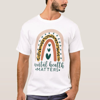 Mental Health Matters Leopard Print Boho Rainbow A T-Shirt