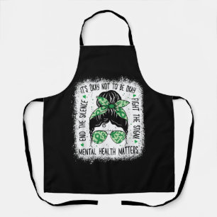 Mental Health Matters Messy Bun Mental Health Awar Apron