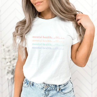 Mental Health Matters | Quote IV Pastel Rainbow T-Shirt