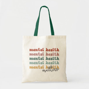 Mental Health Matters Retro Awareness Tote Bag