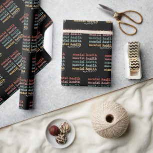 Mental Health Matters Retro Awareness Wrapping Paper