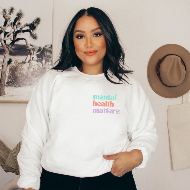 Mental Health Matters | Retro Quote Peach Candy  Sweatshirt (Mental Health Matters Sweatshirt | Retro Quote Peach Candy | Aesthetic Sweater)