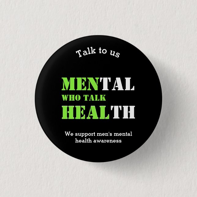 Mental Health MEN WHO TALK HEAL Customised Text 3 Cm Round Badge (Front)