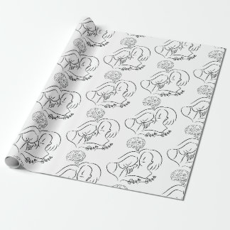Mental Health Momfulness Line Art Pattern Wrapping Paper