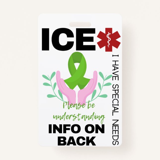 Mental Health Needs ICE (In Case of Emergency) ID Badge (Front)