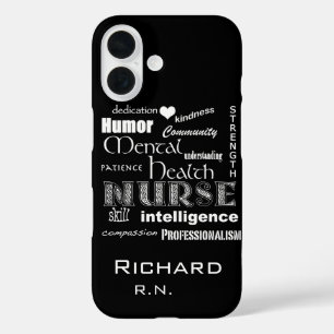 Mental Health Nurse-Attributes /Coal Black iPhone 16 Case