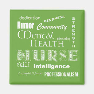 Mental Health Nurse Attributes-Lime Green Magnet