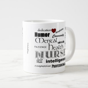 Mental Health Nurse-Attributes+red heart Large Coffee Mug