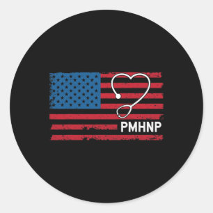 Mental Health Nurse Practitioner Usa Flag Classic Round Sticker