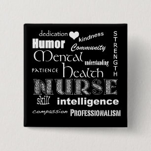 Mental Health Nurse Pride-Attributes/Black 15 Cm Square Badge