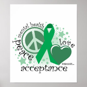 Mental Health Peace Love Acceptance Poster