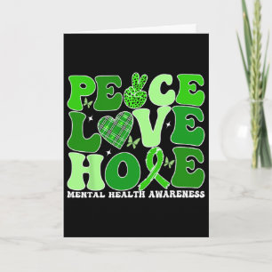 Mental Health Peace Love Hope Green Mental Health Card