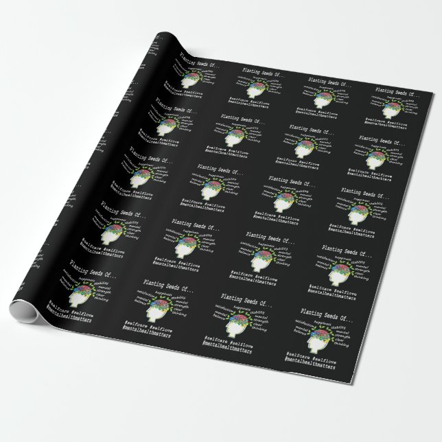 Mental Health Positivity Motivational Wrapping Paper (Unrolled)