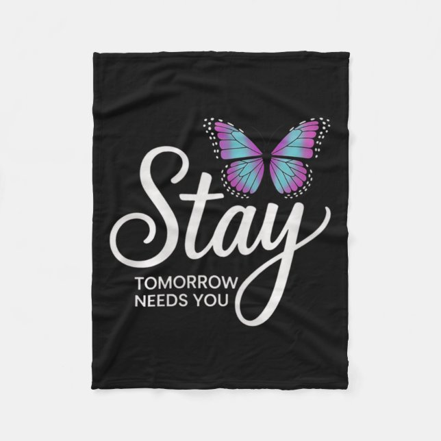 Mental Health Prevention Artwork Fleece Blanket (Front)