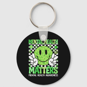 Mental Health Problems Awareness Green Ribbon Brai Key Ring