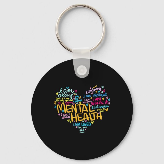 Mental Health Problems Awareness Hearts Mothers Da Key Ring (Front)