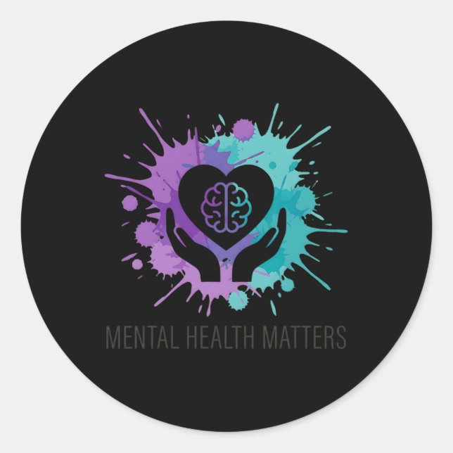 Mental Health Problems Awareness Support Anxiety  Classic Round Sticker (Front)