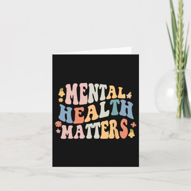 Mental Health Problems Be Kind Groovy Retro Mental Card (Front)