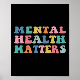 Mental Health Problems Colourful Aesthetic Preppy  Poster