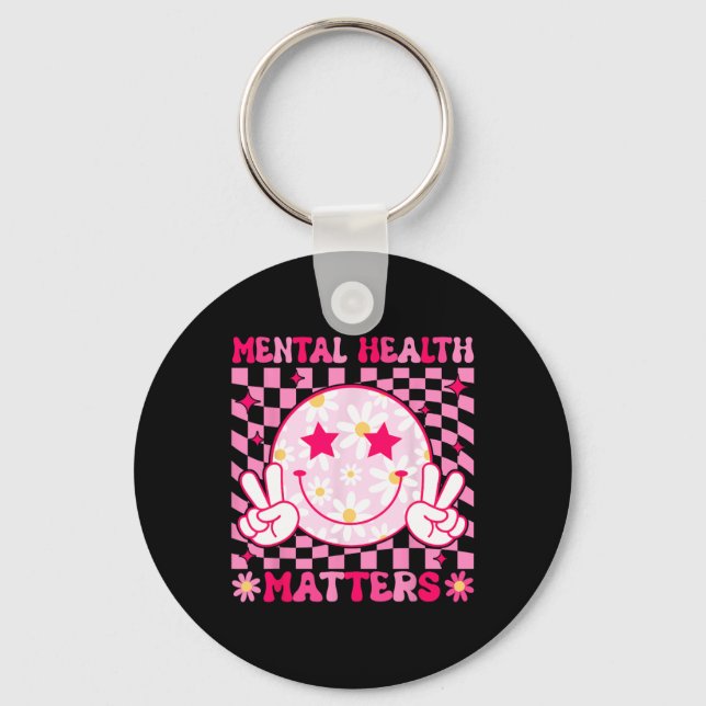 Mental Health Problems End The Stigma Brain Illnes Key Ring (Front)