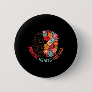 Mental Health Problems End The Stigma Floral Brain 6 Cm Round Badge