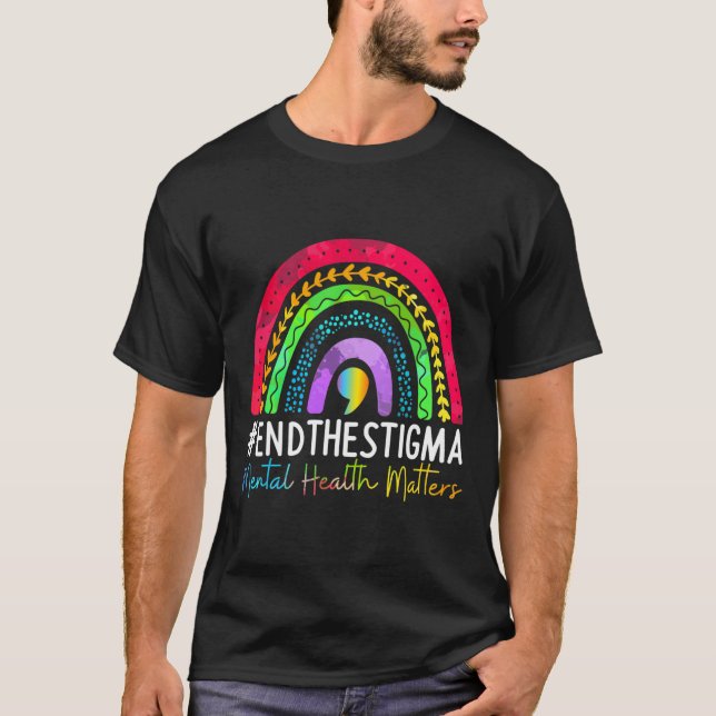 Mental-health Problems End The Stigma Rainbow Boho T-Shirt (Front)