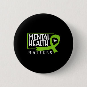 Mental Health Problems Green Ribbon Mental Health 6 Cm Round Badge