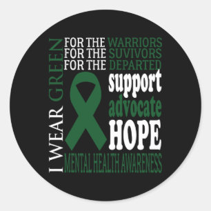 Mental Health Problems Green Ribbon Mental Health Classic Round Sticker