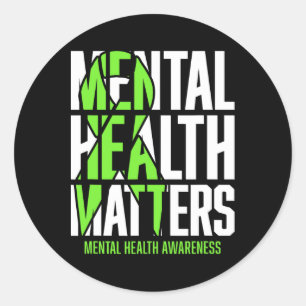 Mental Health Problems Green Ribon Mental Health A Classic Round Sticker