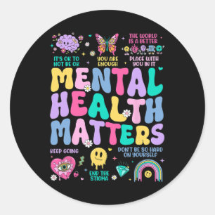 Mental Health Problems Human Brain Illness Awarene Classic Round Sticker