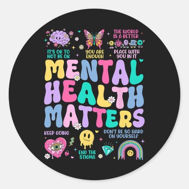 Mental Health Problems Human Brain Illness Awarene Classic Round Sticker (Front)