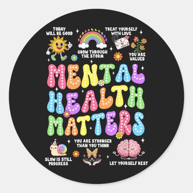 Mental Health Problems Human Brain Illness Awarene Classic Round Sticker (Front)