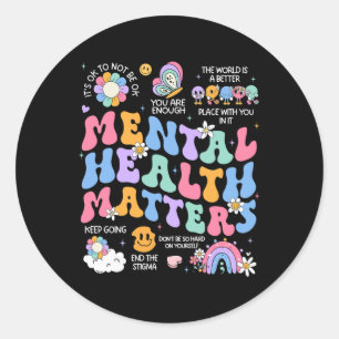 Mental Health Problems Human Brain Illness Awarene Classic Round Sticker