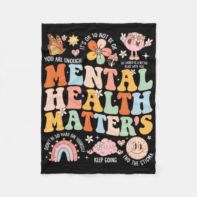 Mental Health Problems Human Brain Motivational Po Fleece Blanket (Front)