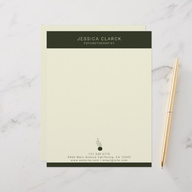 Mental Health Psychotherapists and Counsellors  Custom Letterhead (Front/Back In Situ)
