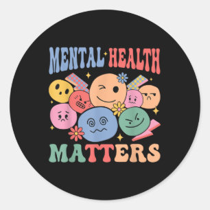 Mental-health Retro Groovy S Awareness Self Care Classic Round Sticker