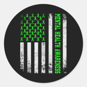 Mental Health S American Flag Mental Health Awaren Classic Round Sticker