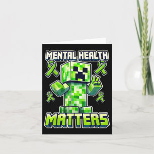 Mental Health S Awareness Green Pixel Ribon For Ki Card