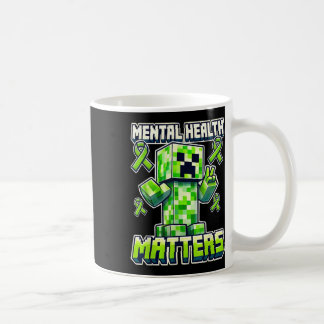 Mental Health S Awareness Green Pixel Ribon For Ki Coffee Mug