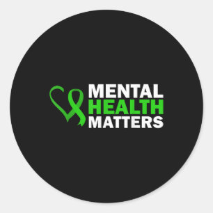 Mental Health S Awareness Solidarity Green Ribbon Classic Round Sticker
