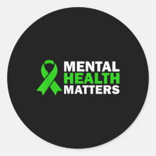 Mental Health S Awareness Solidarity Green Ribbon  Classic Round Sticker