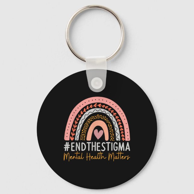 Mental-health S End The Stigma Rainbow Boho  Key Ring (Front)