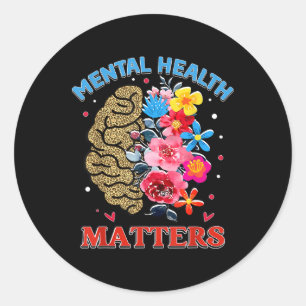 Mental Health S Floral Brain Depression Awareness  Classic Round Sticker