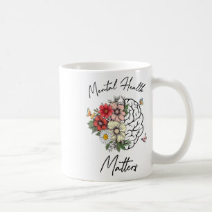 Mental Health S Floral Brain Mental Health Awarene Coffee Mug