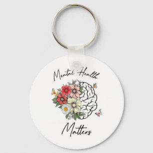 Mental Health S Floral Brain Mental Health Awarene Key Ring