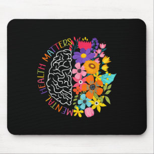 Mental Health S Floral Human Brain Illness Awarene Mouse Pad