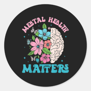 Mental Health S Human Brain Illness Awareness  Classic Round Sticker
